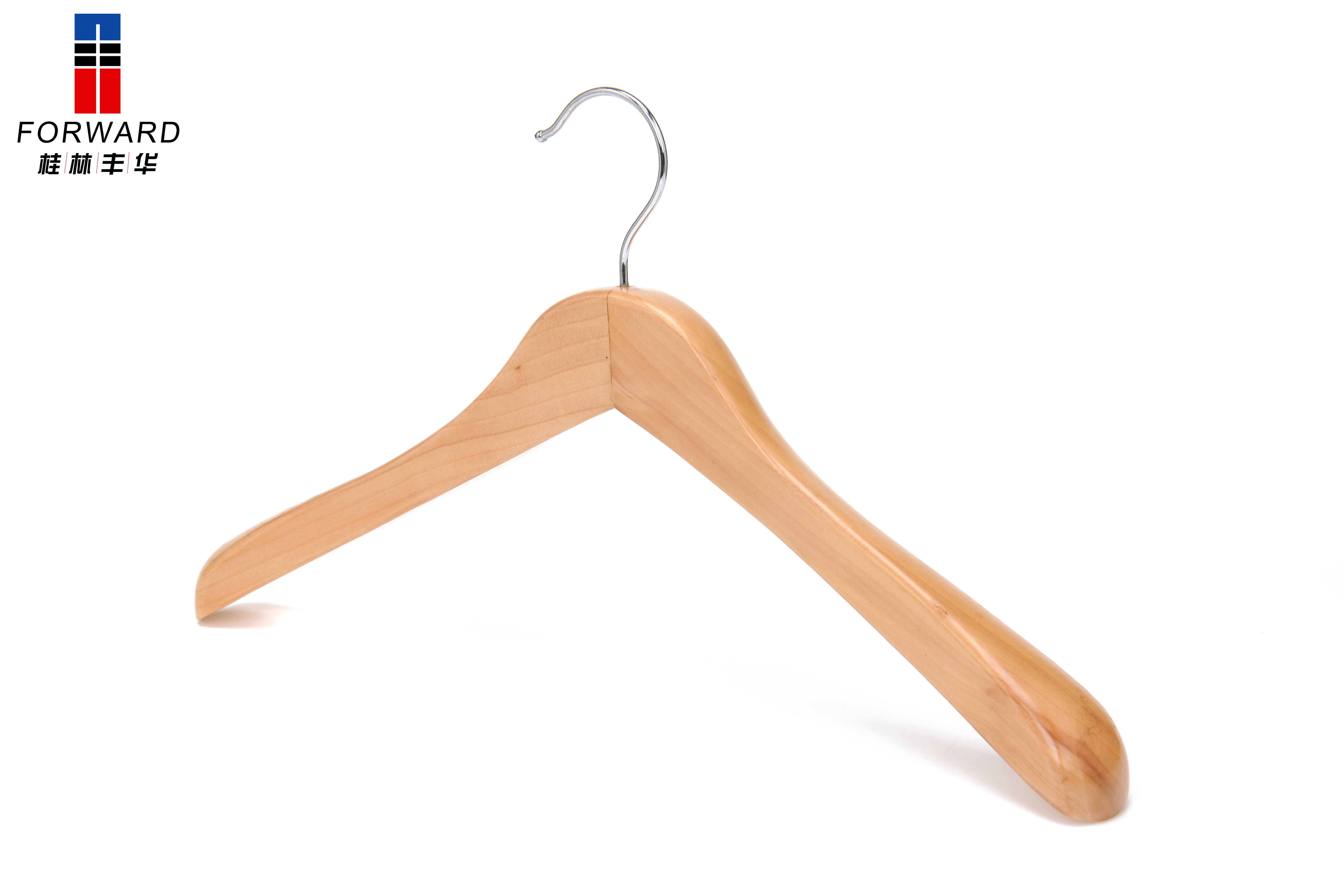 Thick wooden hanger without notches and hanging bar Guilin Forward Industry And Trade CO., LTD